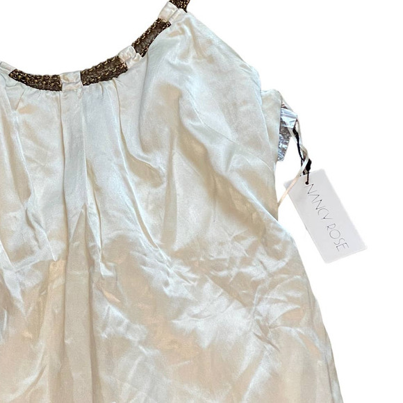 NEW Vintage Nancy Rose Silk Cream One Shoulder Blouse Size 8 Deadstock - Picture 3 of 6